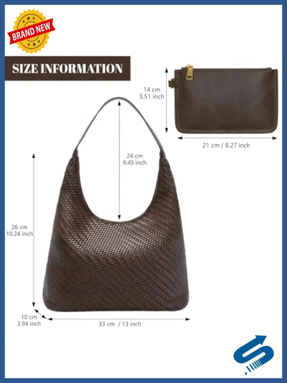 Woven Faux Leather Tote Handbag with Wallet Clutch Shoulder Hobo Bag for Work